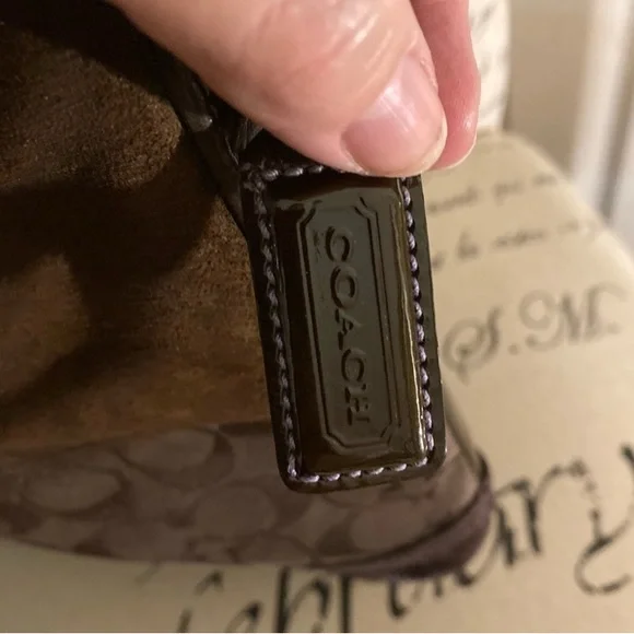 COACH Vintage F10421 Brown Patchwork Shoulder Bag - Picture 6 of 9